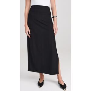 LESET Black Maxi Skirt Side Slit Minimalist Pull-On Long Skirt NWT Size XS